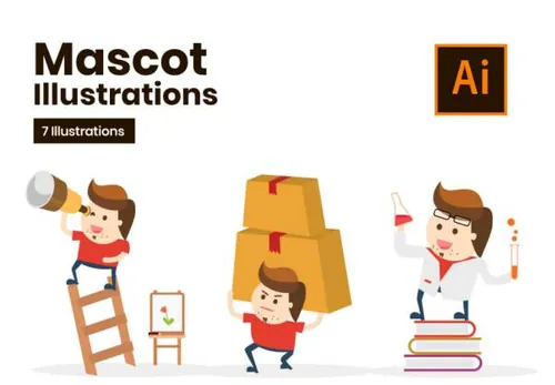 7个概念Web网站形象矢量插图 Mascot Concept Illustrat