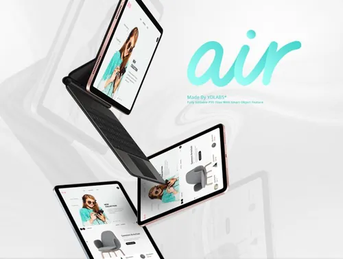 iPad Air网页ui设计贴图样机模板 YDLabs Air Mockups