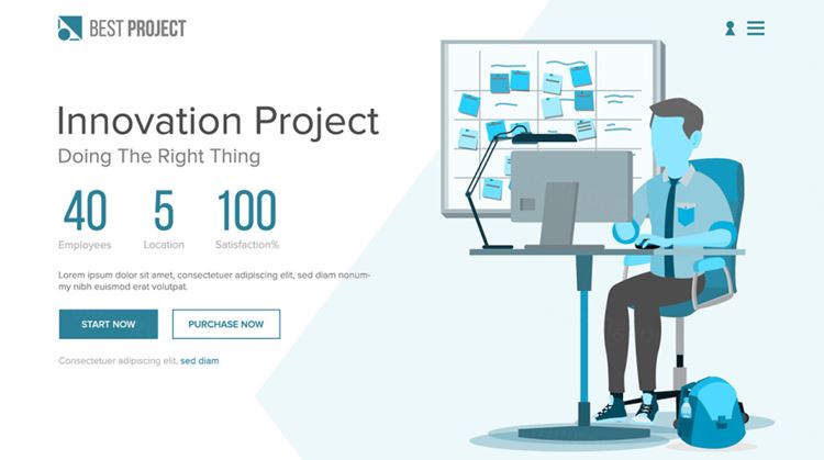 工作室创意团队技术服务设计师个人简历网页落地页EPS矢量插图