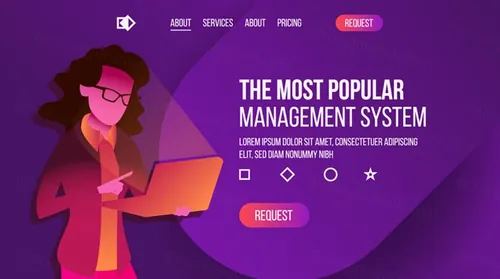 工作室创意团队技术服务设计师个人简历网页落地页EPS矢量插图