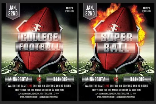 美式足球橄榄球传单模板 American Football Flyer Template