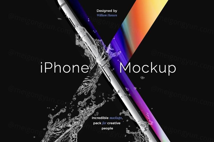 iPhoneX手机贴图样机PSD模板iPhone X Mockup