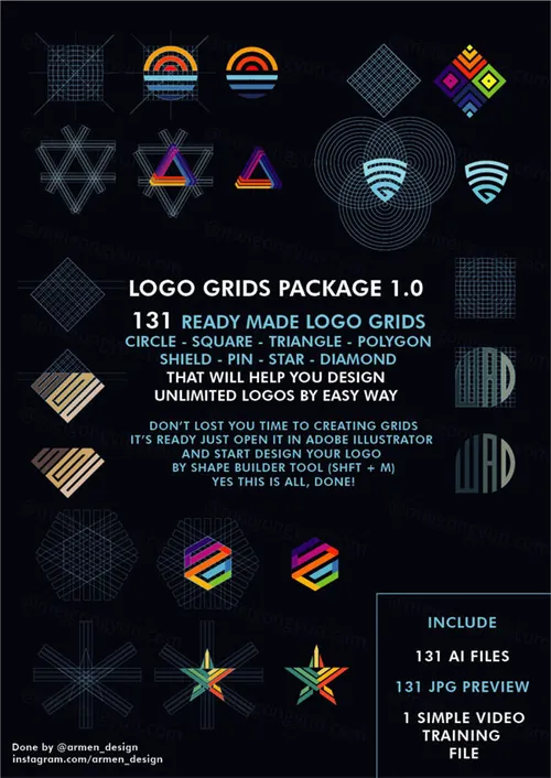 几何图形LOGO设计网格快速生成模板 Logo grids package v 1.0