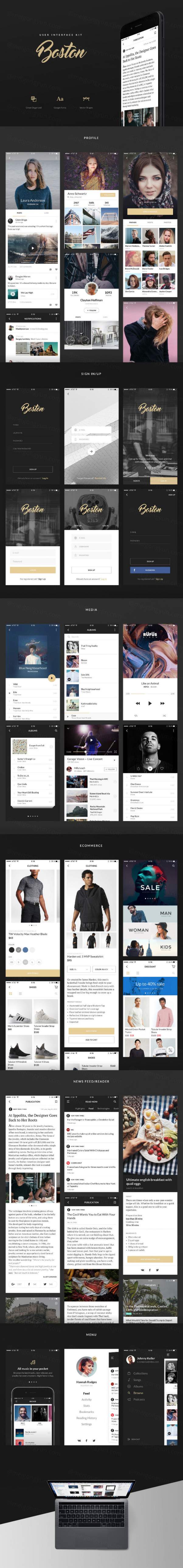 完美高端时尚的资讯电商类APP UI KITS下载[Sketch]
