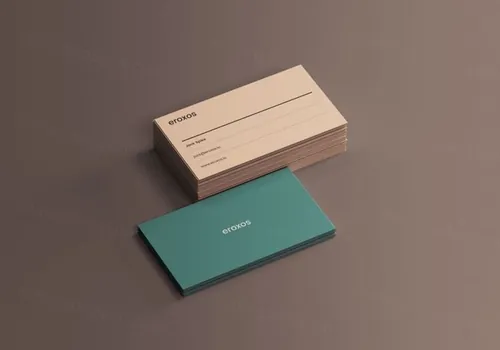 经典朴实风格企业名片设计叠放效果图样机  Classic Business Cards Mockup