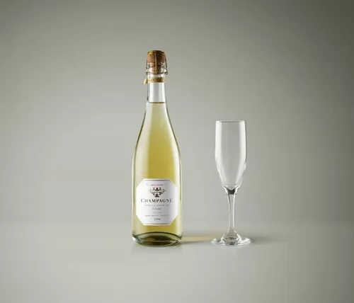 香槟酒瓶包装设计PSD贴图样机Psd Champagne Bottle Mockup