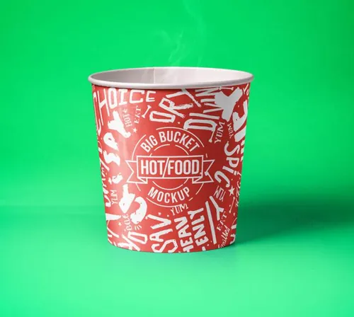 一次性纸碗 快餐包装样机 Hot Food Psd Bucket Mockup