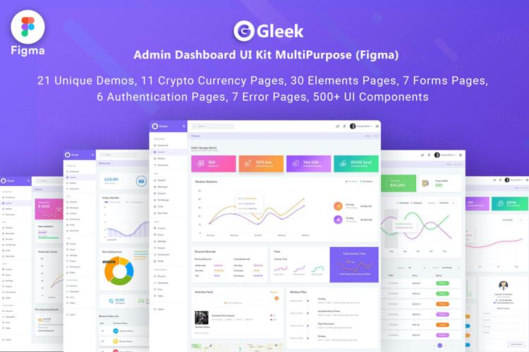 数据统计后台界面设计UI套件合集[Figma模板] Glee