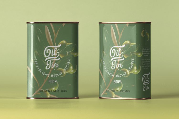 一组psd油锡罐样机包装 Psd Oil Tin Can Mockup