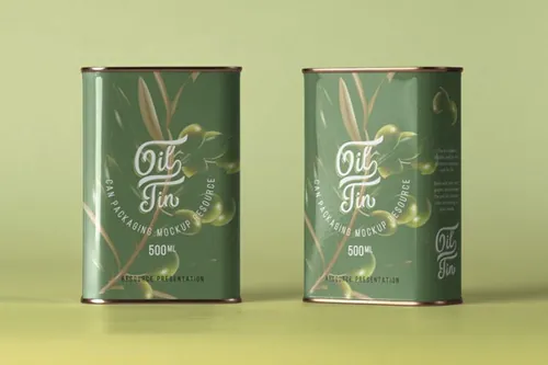一组psd油锡罐样机包装 Psd Oil Tin Can Mockup