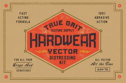复古仿旧粗糙砂砾噪点垃圾划痕砂纸纹理笔刷AI工具包 Hardwear