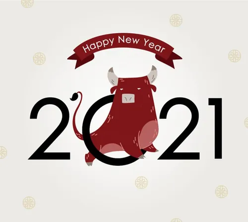 2021年辛丑年牛年可爱矢量插画素材 Happy New Year