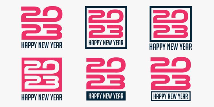 2023年新年快乐跨年2023 LOGO徽标活动标设计数字海