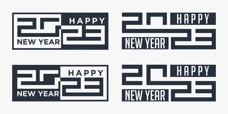 2023年新年快乐跨年2023 LOGO徽标活动标设计数字海