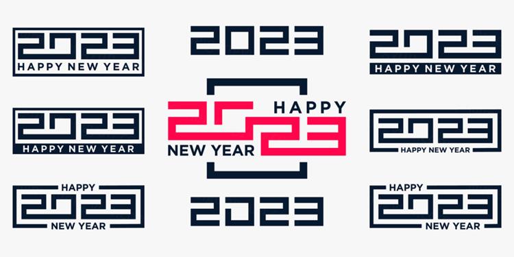 2023年新年快乐跨年2023 LOGO徽标活动标设计数字海