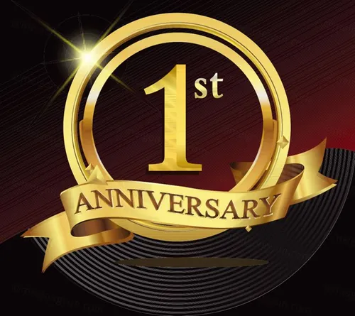 1周年庆祝庆典纪念金色标志矢量设计素材1 years golden celebration