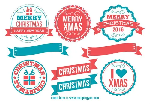 圣诞节矢量徽章标签Christmas Labels