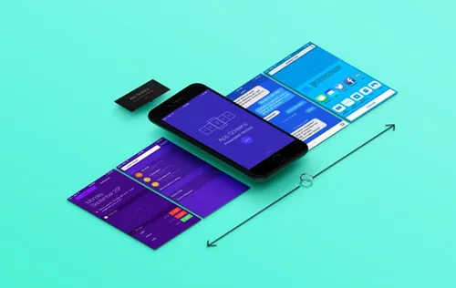 透视屏幕应用程序响应式网页WEB贴图PSD模板Perspective App Screens Mock-Up