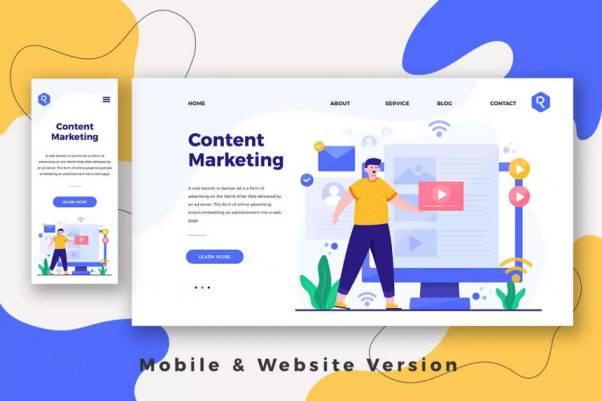 内容营销-创意网站着陆页UI设计模板