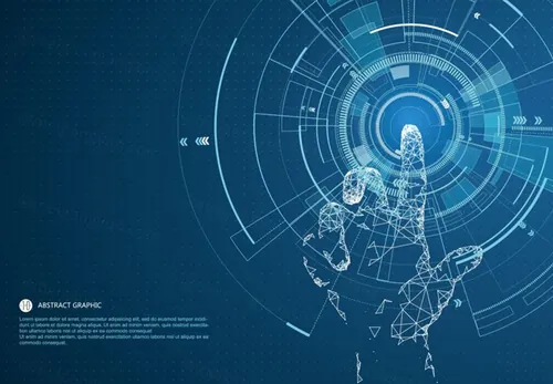 蓝色科技触摸未来界面技术用户体验矢量高清背景设计素材Touch the future