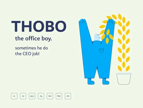 高质量极简主义抽象创意勤劳上班族企业家主题插画素材 Thob