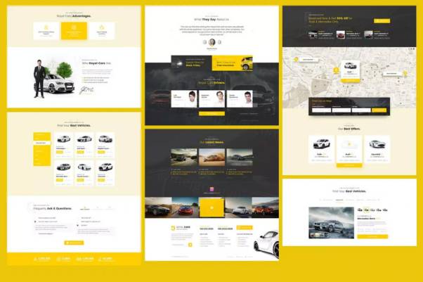 高品质的时尚高端汽车贷款平台租车网站PSD设计模板