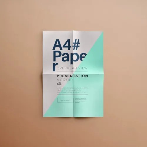 高品质的漂浮浮动A4纸VI样机展示模型 Psd A4 Overhead Paper Mock-Up Vol2