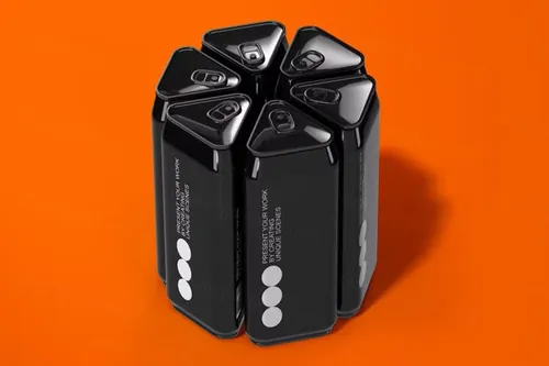 三角异形可乐啤酒饮料易拉罐包装品牌设计提案展示样机模板 Tr