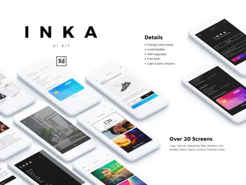 时尚电子商务在线商店购物网购UI设计工具包INKA iOS UI Ki