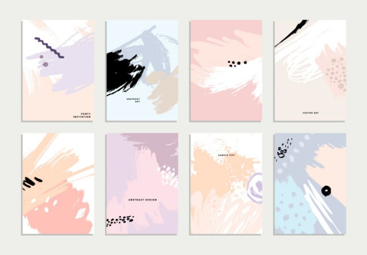 抽象艺术创意现代风格传单邀请函画册矢量设计素材模板Set of Hand Drawn