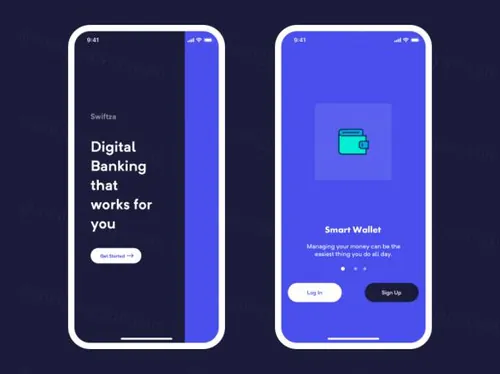 手机银行登录注册闪屏界面 Mobile Bank Onboarding