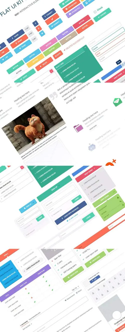 100种完美的Axure制作的扁平化WEB UI组件