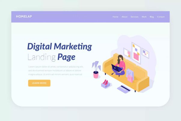 数字营销主题服务网站Banner图设计PSD模板 Homelap –