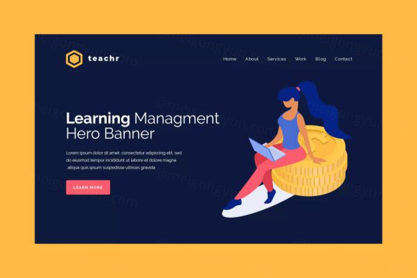 学习培训主题网站Banner图设计PSD模板 Teachr – Her