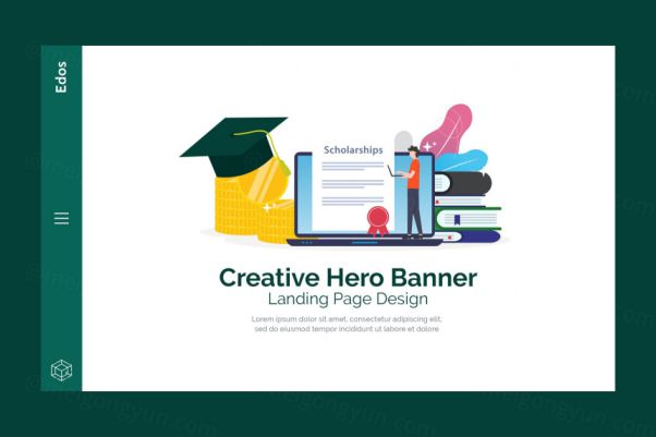 创意网站着陆页Banner图设计PSD模板