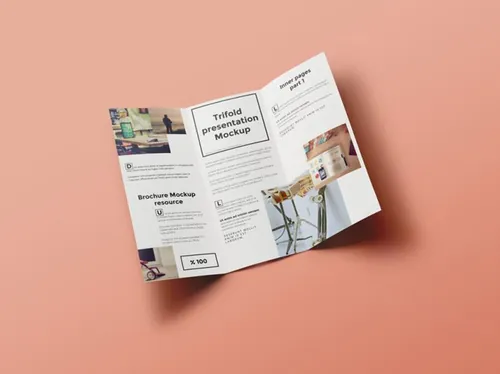 三折页模型PSD模板Psd Tri Fold Mockup Template