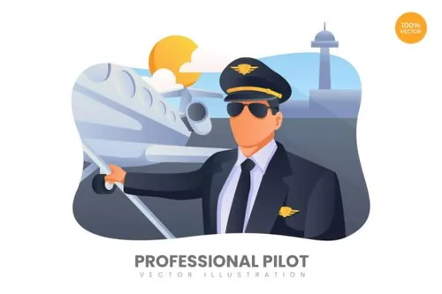 专业飞行员矢量概念插画 Professional Pilot Vect