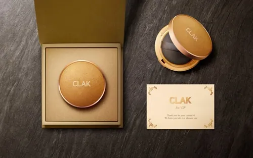 高档女士粉底粉扑包装产品展示模板