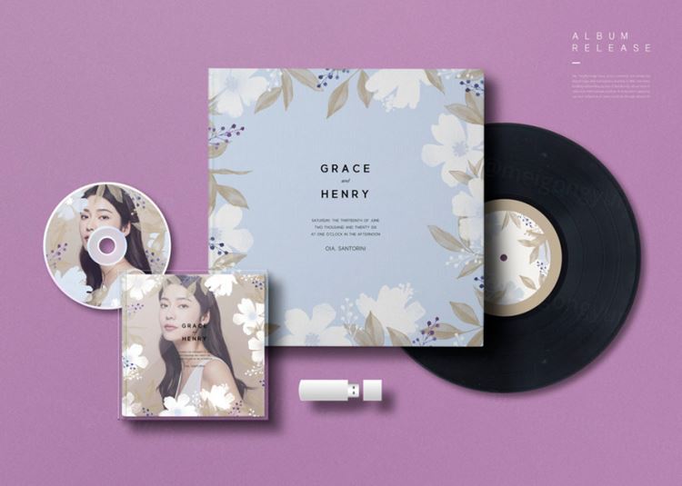 清新风格黑胶唱片光碟复古贴图模板