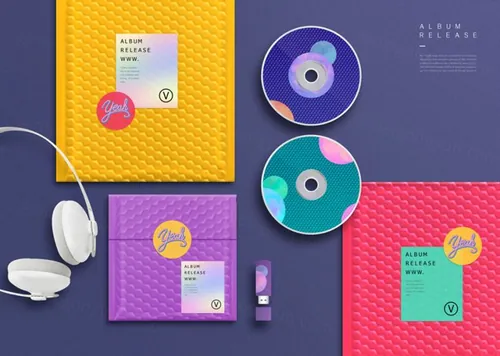 镭射包装光盘方针包装创意包装智能贴图样机