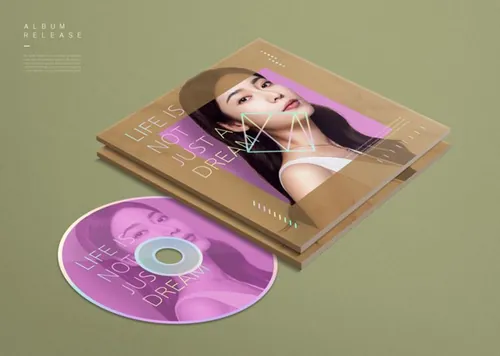 新唱片专辑光盘智能贴图样机模板