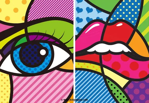 眼睛红唇卡通矢量元素Eye red lip cartoon