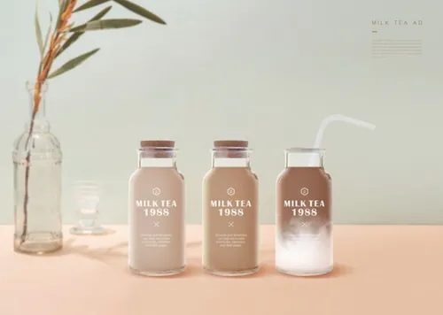 牛奶餐奶早餐奶茶玻璃瓶场景模拟展示样机1