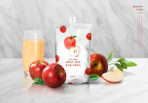 苹果果汁吸吸果冻PP自立吸嘴袋场景包装展示样机