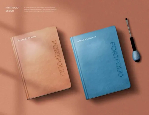 皮质笔记本记事本品牌提案样机模板