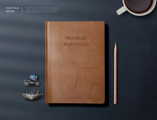 皮质笔记本记事本办公用品品牌提案样机模板