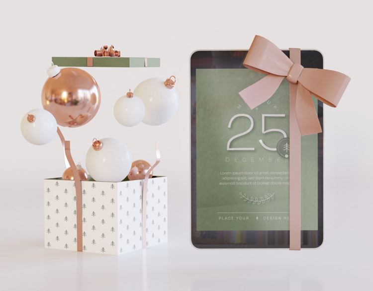 圣诞节手机平板APP设计UI提案样机模板 Smartphone mockup christmas