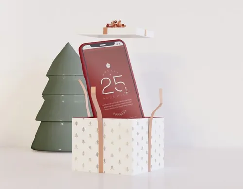 圣诞节手机APP设计UI提案样机模板 Smartphone mockup christmas