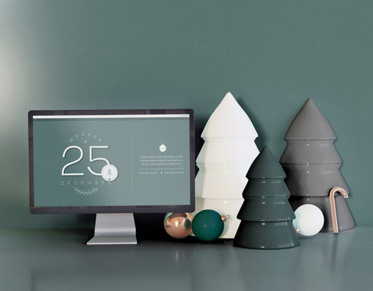 圣诞节电脑网页设计提案样机模板 Smartphone mockup christmas