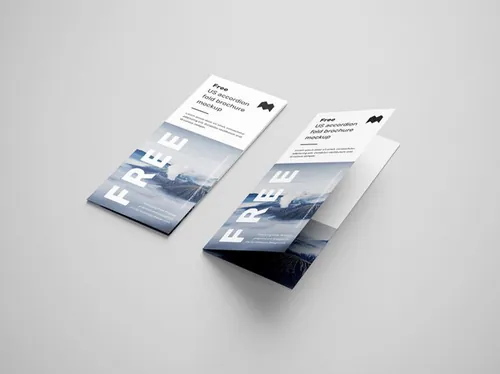 手风琴四折页传单小册子设计展示样机模板 Accordion Brochure Mockup 3.5 x 8.5 in